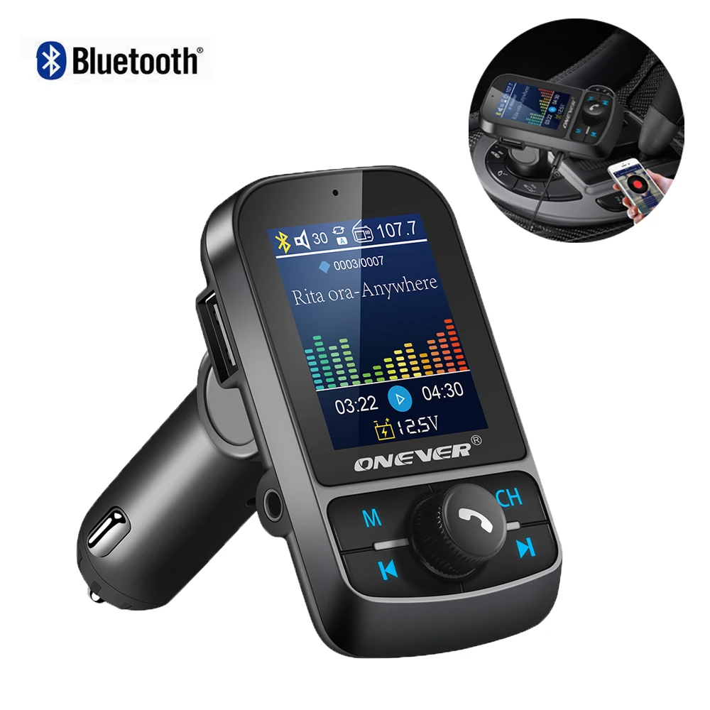

FM Transmitter 1.8" Color Screen AUX Modulator Bluetooth Wireless MP3 Radio Adapter Car Kit 5V 3.1A USB Charger TF Card