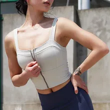 CretKoav, новинка, жилет для йоги, сексуальный женский спортивный бюстгальтер для йоги, декоративная молния, дизайн для спортзала, спорта, бега, жилетка для бега с мягкими топами