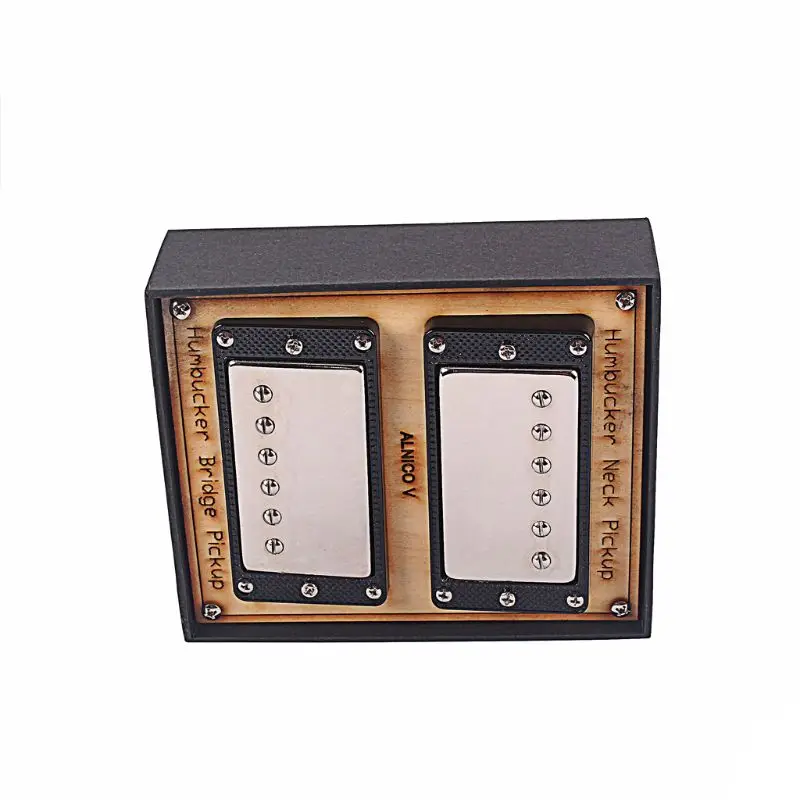 

1set Guitar Pickup Humbucker Alnico V Neck Bridge Dual Coil For GB LP 6 String Black Rim