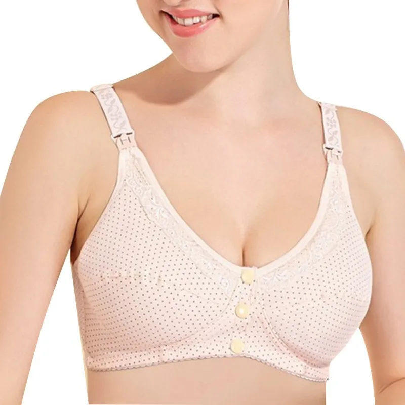 Pregnant Women Maternity Feeding Cotton Nursing Breastfeeding Bra Front 3 Button 36 42 Cup B C
