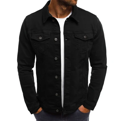 DIMUSI, Весенняя Мужская джинсовая куртка, модная мужская джинсовая куртка, приталенная Повседневная Уличная одежда, винтажная Мужская джинсовая верхняя одежда, TA325 - Цвет: Black