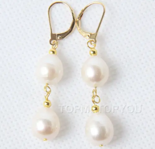 

Great! natural white drop pearls dangle earrings