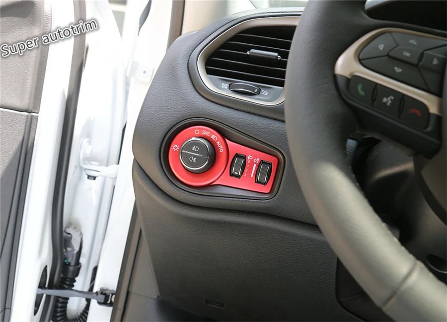

Lapetus Head Lights Lamp Switch Button Frame Cover Trim 1 Pcs Colorful Fit For Jeep Renegade 2015 2016 2017 2018 2019 2020 Metal