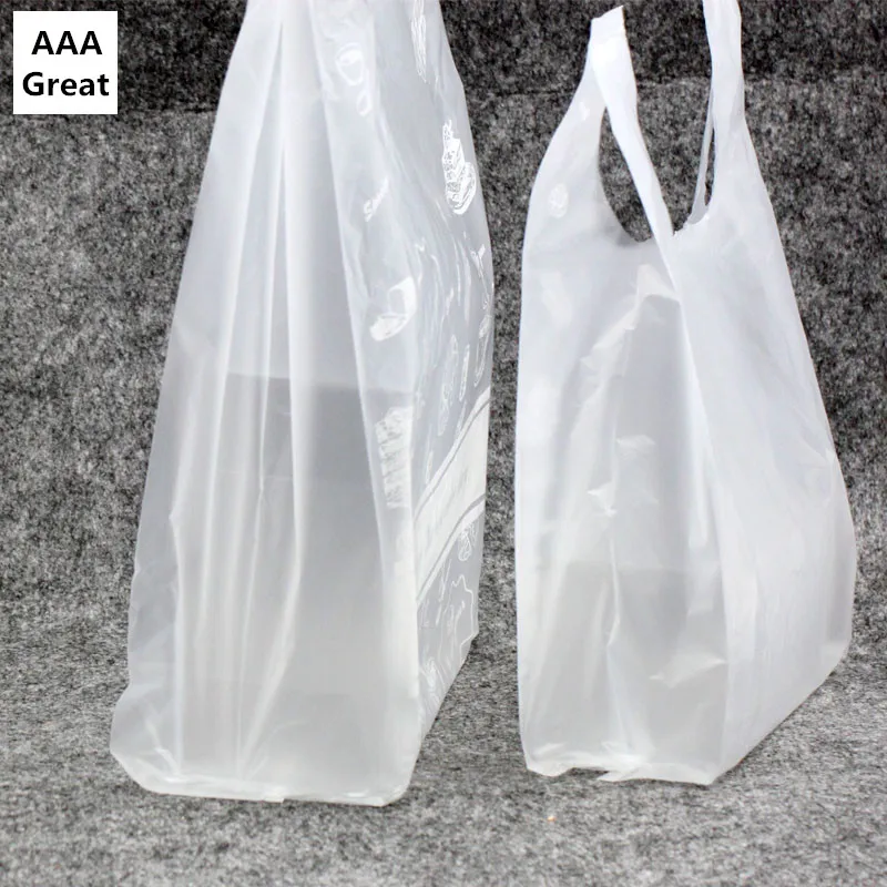 

AAA Great Transparent Bags Shopping Bag Supermarket Plastic Bags Handle Food Packaging Bread 50Pcs/Lot Cake Pouches Party Store