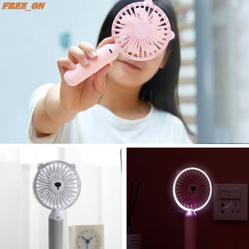 

Mini Portable Cute Bear Pattern Fan USB Rechargeable Folding Handheld Fan for Office Outdoor Family Travel Use Supplies