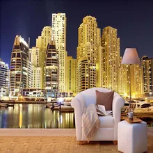 Пользовательские 3D фото обои Дубай город ночной пейзаж 3D росписи Гостиная Спальня Задний план обои фрески Papel де Parede 3D