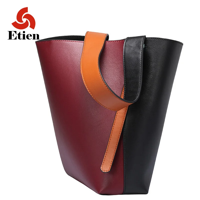 

Genuine leather bucket big bag women ladies leather luxury women's handbags leather women bags designer high quality fashion sac