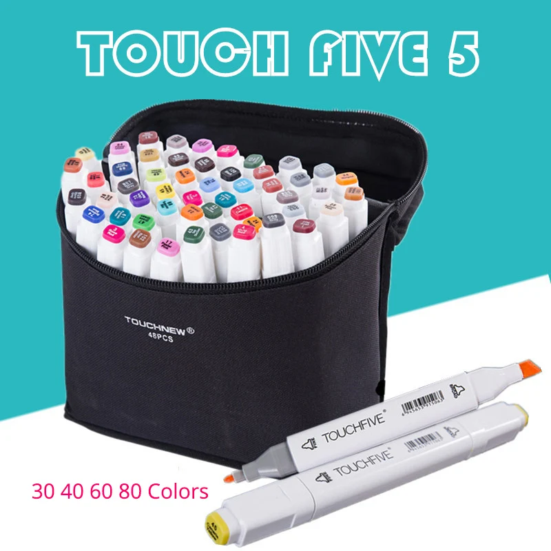 

TouchFIVE 30/40/60/80 Colors Art Markers Painting Marker Pen Dual Headed Artist Sketch Oily Drawing Anime Brush Pen Art Supplies