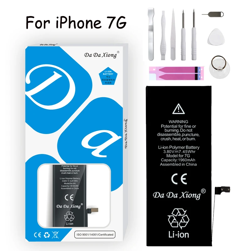 

Original Da Da Xiong Battery For iPhone 7 7 G Battery Real Capacity 1960mAh With Repair Tools Kit And Batteries Sticker