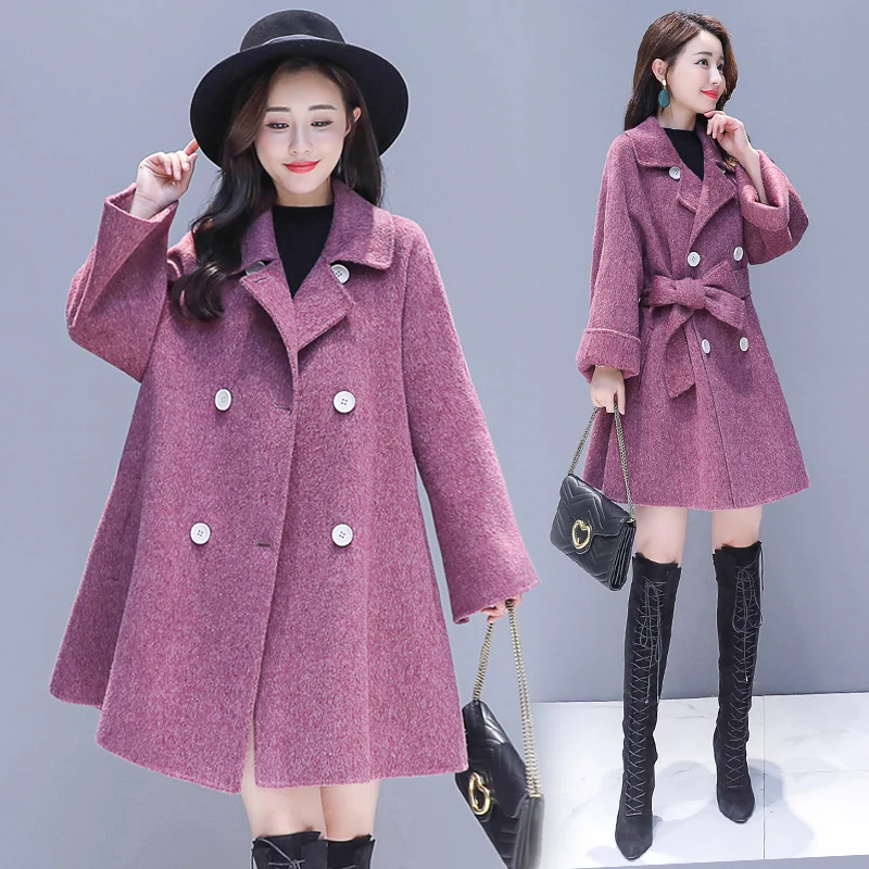 2019 Women Woolen Coat Fashion Solid Color Parka Slim Jacket Korean Version Jackets Female Woolen Coat Plus Size Thick Outerwear 2019 Women Woolen Coat Fashion Solid Color Parka Slim Jacket Korean Version Jackets Female Woolen Coat Plus Size Thick Outerwear