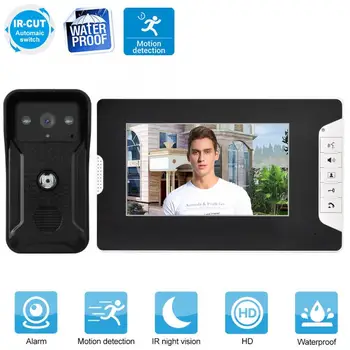 

100-240V 7inch Wired Color Video Intercom Doorbell Night Vision Rain-proof Door Bell