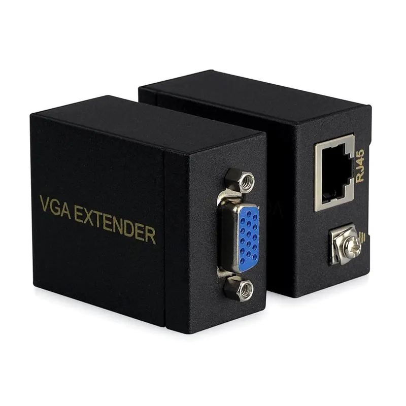 Ahhroou одна пара 60 м VGA Extender Женский к LAN Cat5 Cat5e RJ45 Ethernet Женский адаптер Усилители домашние VGA Extender - Цвет: Black
