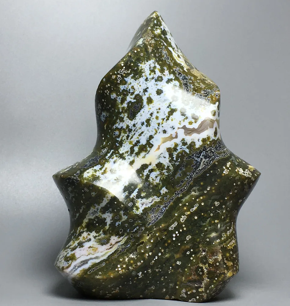 

336g RARE NATURAL OCEAN JASPER QUARTZ CRYSTAL FLAME HEALING buddha incense burner