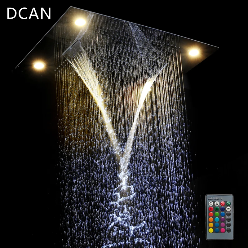 Multi Function Rainfall Shower Heads Led Light Remote Control Shower Head 600800mm Ceiling Rain Shower Waterfall Massage (5)