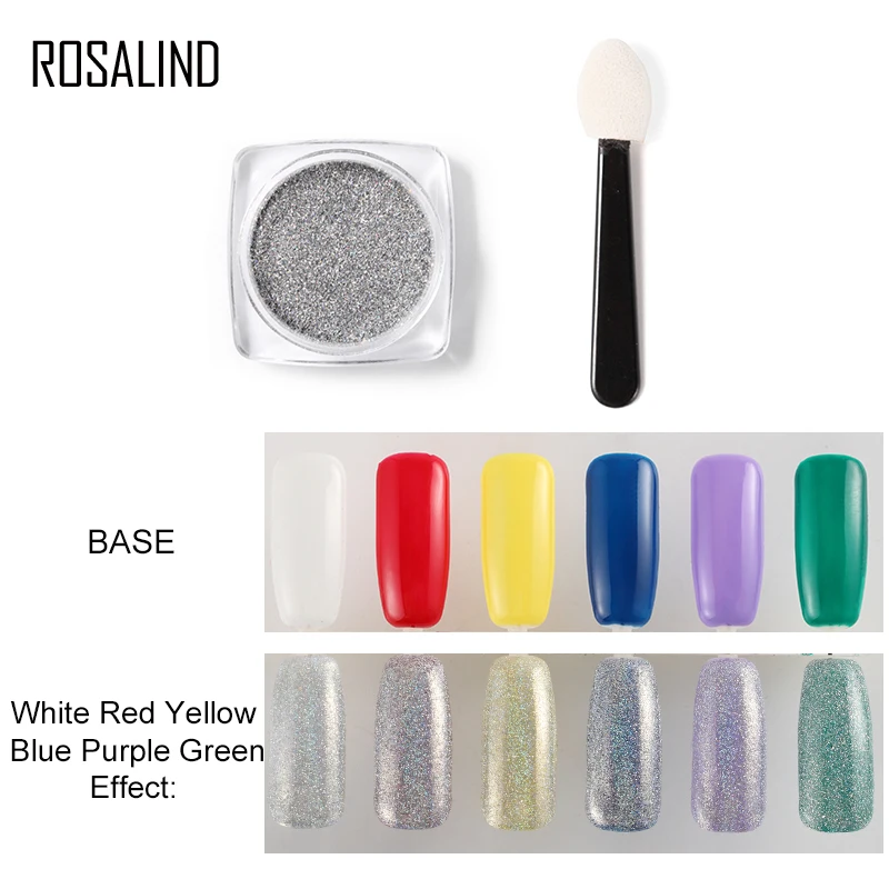 ROSALIND Серебряный зеркальный порошок Блестки для ногтей пигмент Chorme Bling UV светодиодный набор гель-лаков для ногтей для маникюра