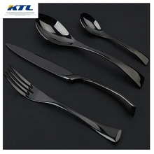 KuBac 24Pcs Golden Black Silver Dinnerware 304 Cutlery Set Stainless Steel Dinner Steak Knife Fork Teaspoon Party Gift