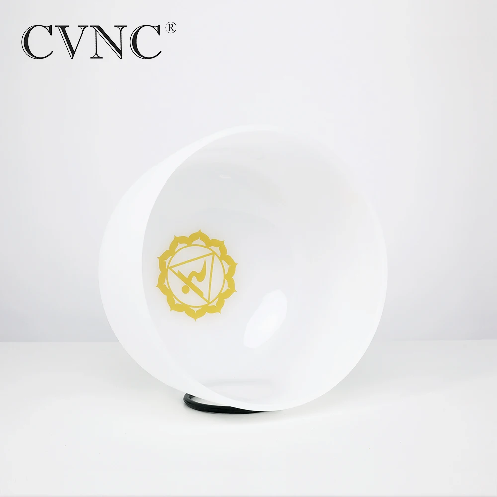 

CVNC 12 Inch E Solar Yellow Chakra Symble Pattern Quartz Crystal Singing Bowl