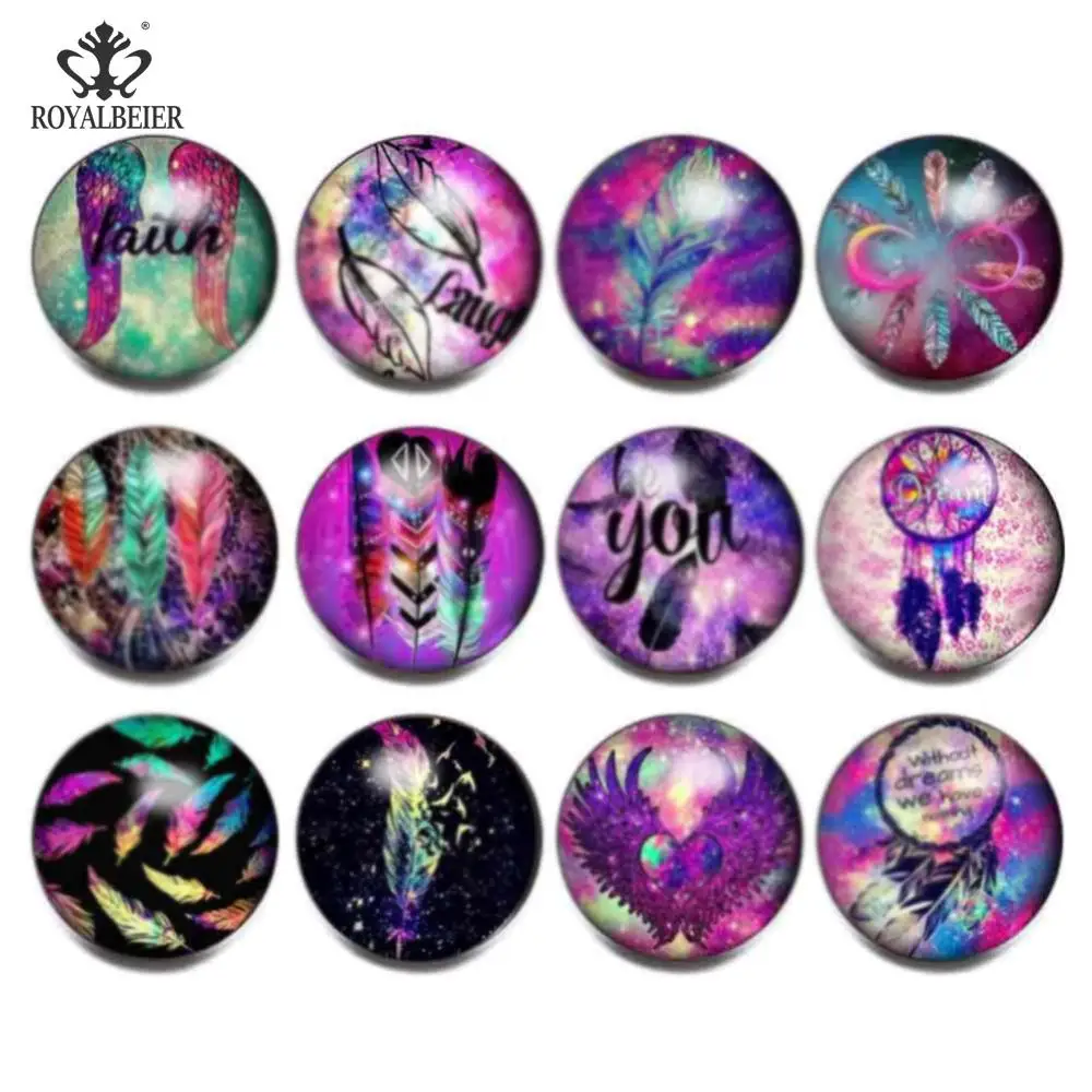 Royalbeier 12pcs Cartoon Snap Buttons Fox Print Glass Cabochon Fit Snap Bracelets Necklace 18mm Beads Charms DIY Jewelry Buttons - Окраска металла: KZ1081e