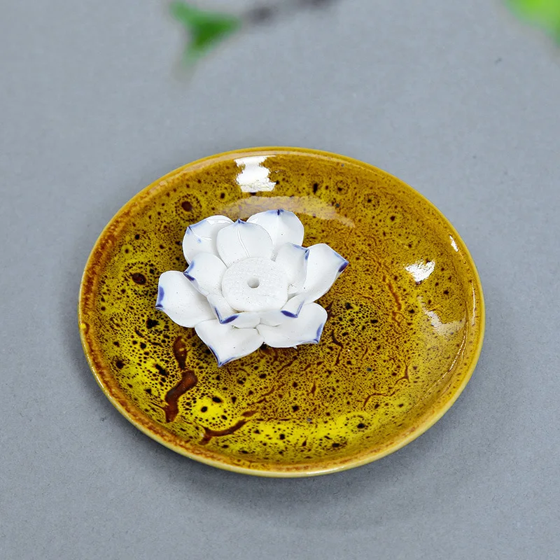 Керамическая курильница двойного назначения ручной работы Jingdezhen|lotus incense burner|incense