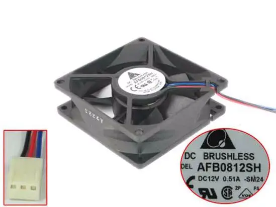 

Delta Electronics AFB0812SH -SM24 DC 12V0.51A 80x80x25mm 3-Wire Server Cooler Fan