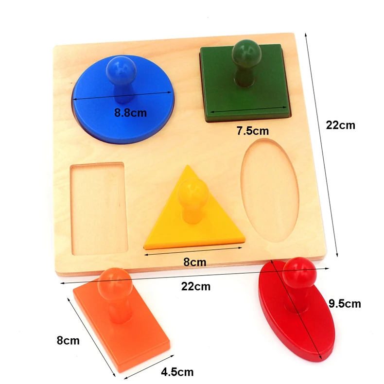 Высокое качество материалы montessori учебные пособия игрушки геометрическая форма, однотонные дерево пять видов геометрический Форма s доска Математические Игрушки