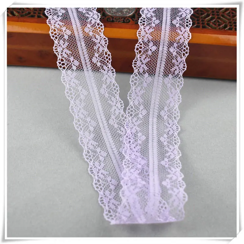 10yards african lace fabric White lace Ribbon3.8CM DIY french lace fabric embroidery net holiday decorations clothing lace Trims - Цвет: Purple