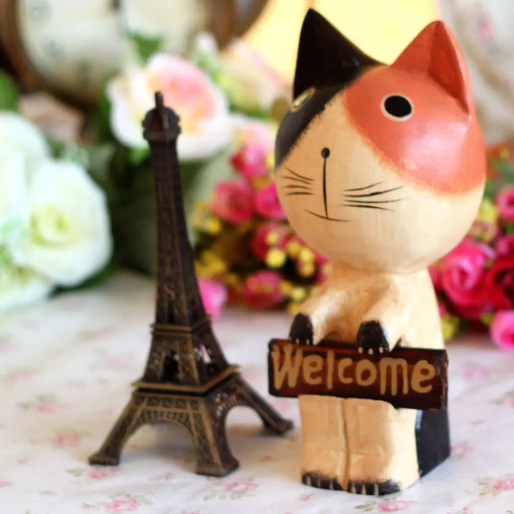 Zakka Kitten Welcome Cats Animals Wood Decor Garden Zakka Kitten Welcome Cats Animals Wood Decor Garden