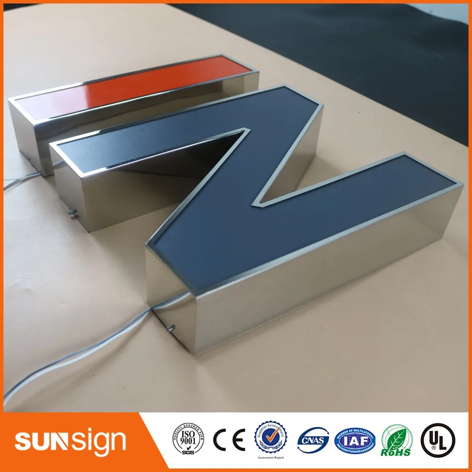

custom chrome stainless steel led sign 3d letter signage