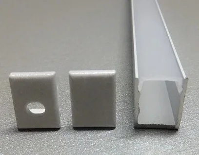 Компактная алюминиевая профиль для 8 мм светодиодный ленты; Анодированный Inox, диффузор, торцевые колпачки, длина 1 м