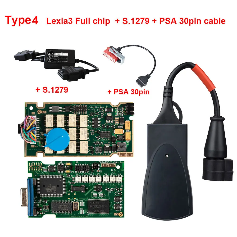 Lexia 3 полный чип золотой край Diagbox V7.83 Lexia3 PP2000 прошивка 921815C для Citroen для peugeot с S.1279 и PSA 30pin кабель - Цвет: with 30pin and S1279