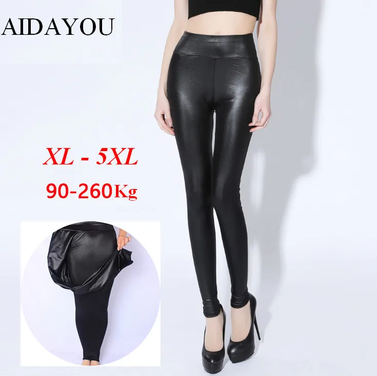 

AIDAYOU PU leggings for women plus size 5XL butt lift Black Autumn Girls Spandex big Size Clothing for Women seamless ouc088