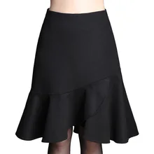 LXUNYI 4XL Женская Однотонная юбка средней длины с высокой талией и русалочкой, плюс размер, Женский длиной до колен юбка-годе, повседневная юбка с хвостом