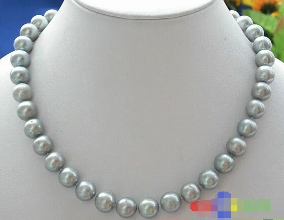 

HOT## Wholesale >>> NICE AA++ 17" 12mm ROUND GRAY FRESHWATER PEARL NECKLACE
