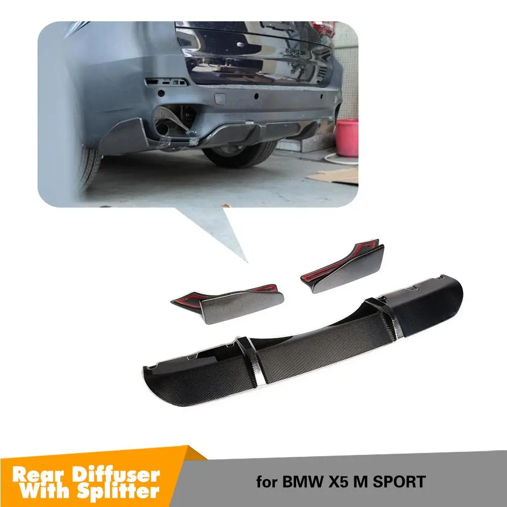 

Carbon Fiber Rear Lip diffsuer with Rear Splitters for BMW F15 X5 M-sport 2014 - 2018 M-Tech Car Styling rear bumper lip spoiler