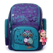 Hohe Qualität Marke Schultaschen für Mädchen 3D eule Bärendruck Schulkinder Orthopädische Rucksack Mochila Escolar Geburtstagsgeschenk
