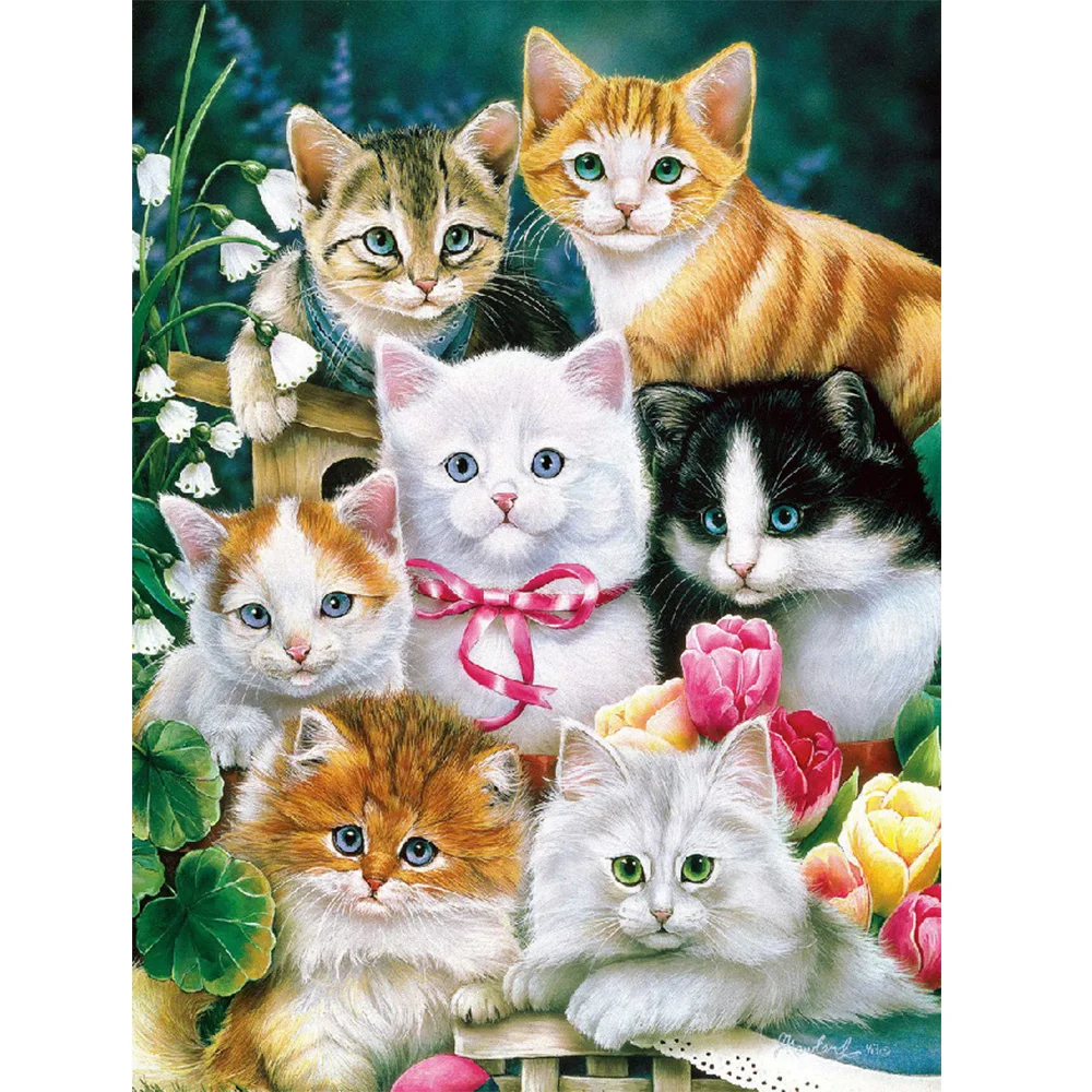 

Moge diamond painting cats flower birds diamond embroidery christmas cat set in winter Mosaic diamond painting female cat flower