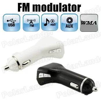 

Black colornew arrival FM transmitter FM modulator LCD screen for U disk car kit mp3 player USB charger Auxin input white/black for option