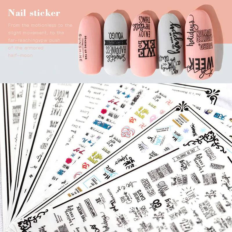 

1 Sheet English Letter 3D Nail Art Transfer Stickers Nail Designs Japanese Nail Accessoires for Nail Decorations