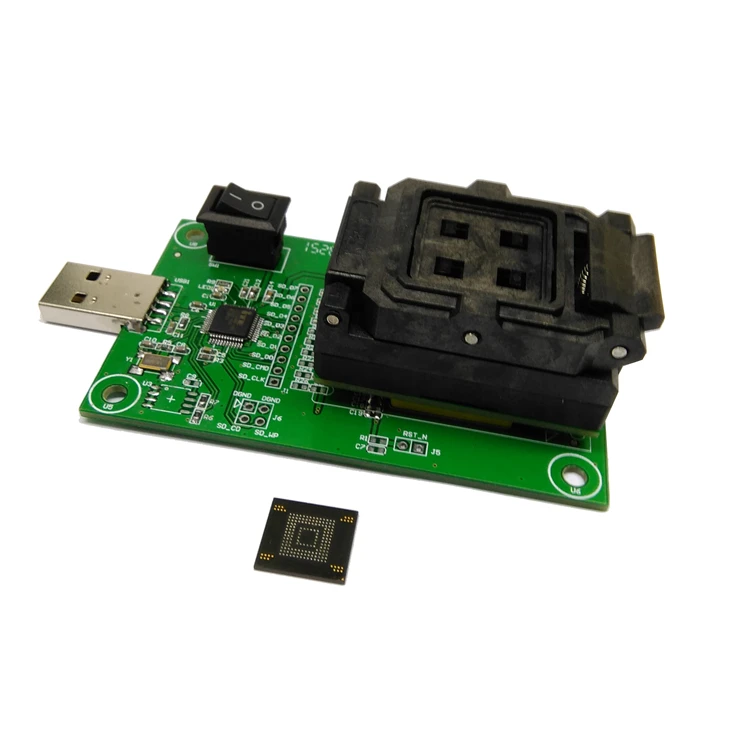  Enchufe/Adaptador eMCP162 BGA186 con adaptador de programación clamshell USB HDD memoria flash móvi