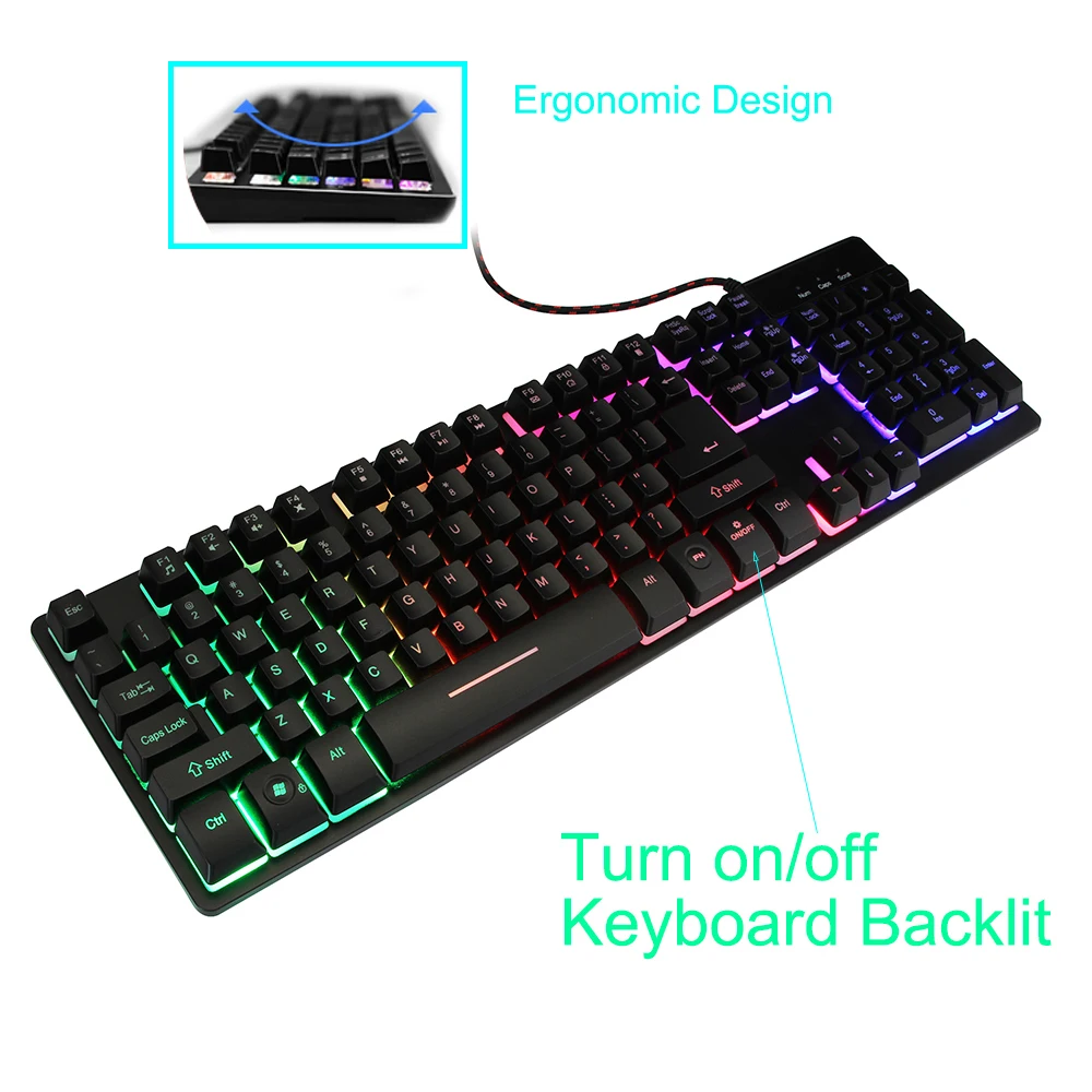 Ergonomic Wired Keyboard Gaming KeyPads