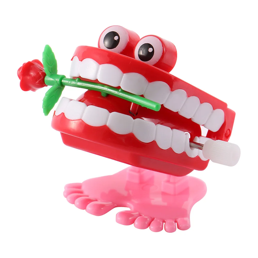 Novelty Clockwork Jumping Teeth Wind Up Funny Mouth Tooth With Eyes Funny Toy RF 