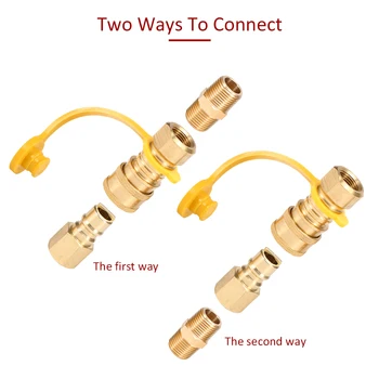 

Solid Brass Gas Adapter 1/4'' RV Propane Connect Adapter Natural Gas Stove Gas Tank Quick Disconnect Kit with Shutoff Valve