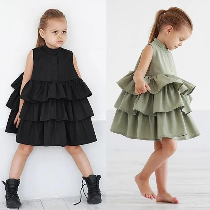 1 Toddler Kids Baby Girls Clothes Baby Princess Dress Party Tutu Layer Mini Sleeveless Cake Dresss Vestido Menina