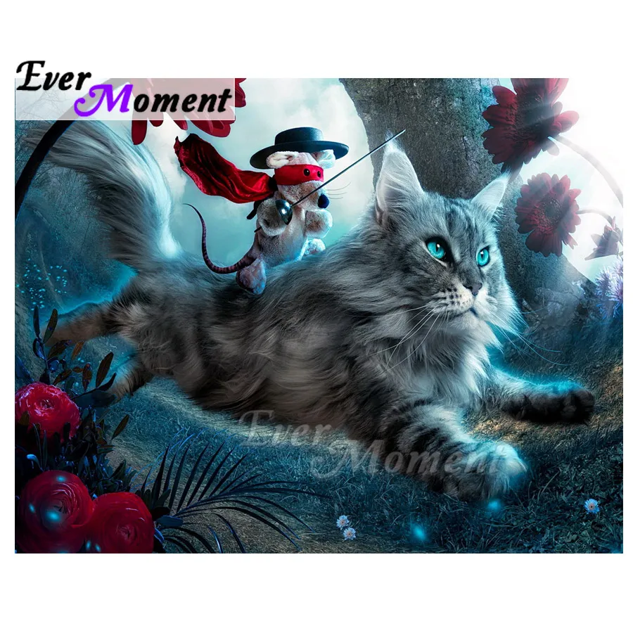 

Ever Moment Diamond Painting Cat Forest Artwork Full Square Drill Picture Rhinestone Diamond Embroidery Cross Stitch S2F2141