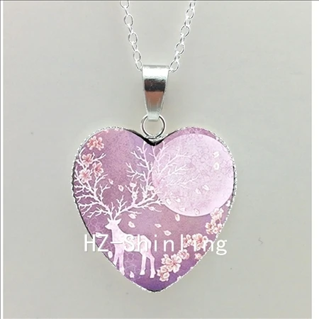 Черный Кот и луна сердце ожерелье животное с Луной кулон в форме сердца, украшения для женщин в форме сердца ожерелье HZ3 - Окраска металла: 5