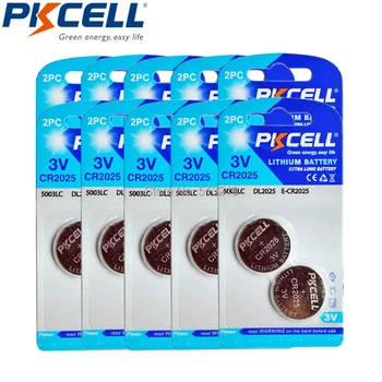 

10Card/20Pcs PKCELL CR2025 3V Lithium Battery DL2025 BR2025 ECR2025 CR 2025 Battery 150mAh Capacity 3V Batteria