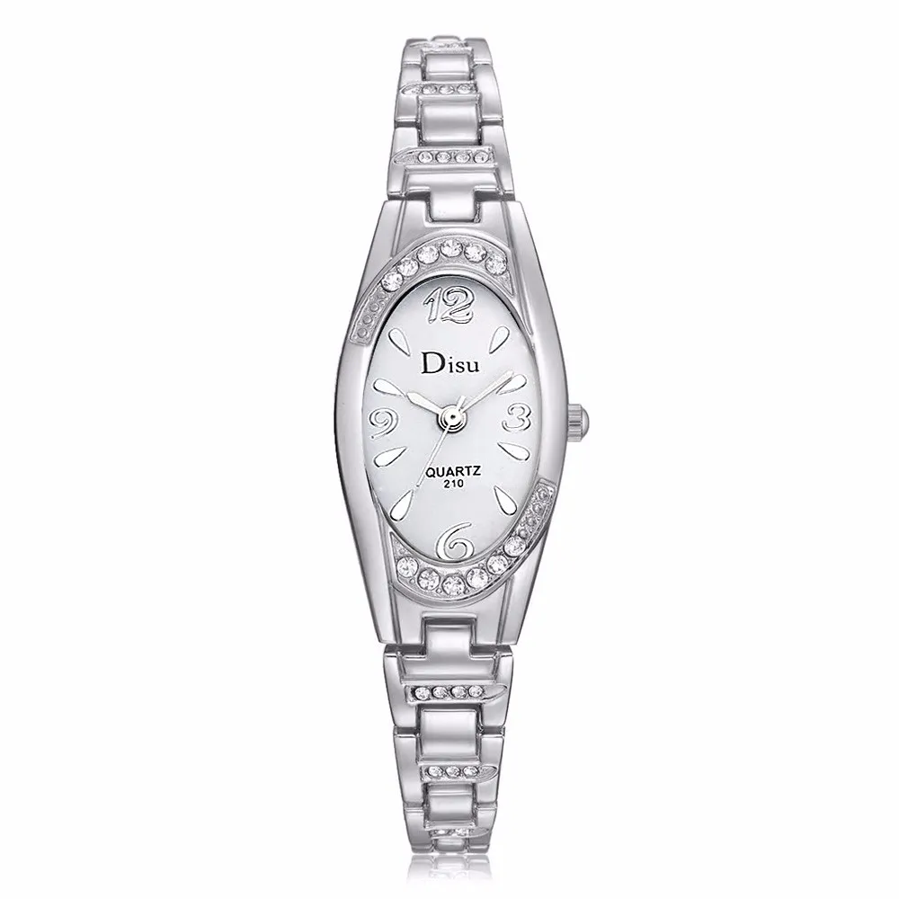 Лидирующий бренд часы Элегантные Золотые женские элегантные часы браслет со стразами Модные кварцевые женские часы подарок Прямая - Цвет: D