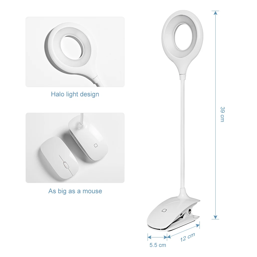WENHSIN 18 светодиодный Настольный светильник с зажимом 3 режима, держатель для зажима, USB power, светодиодный настольная лампа для чтения, книжное