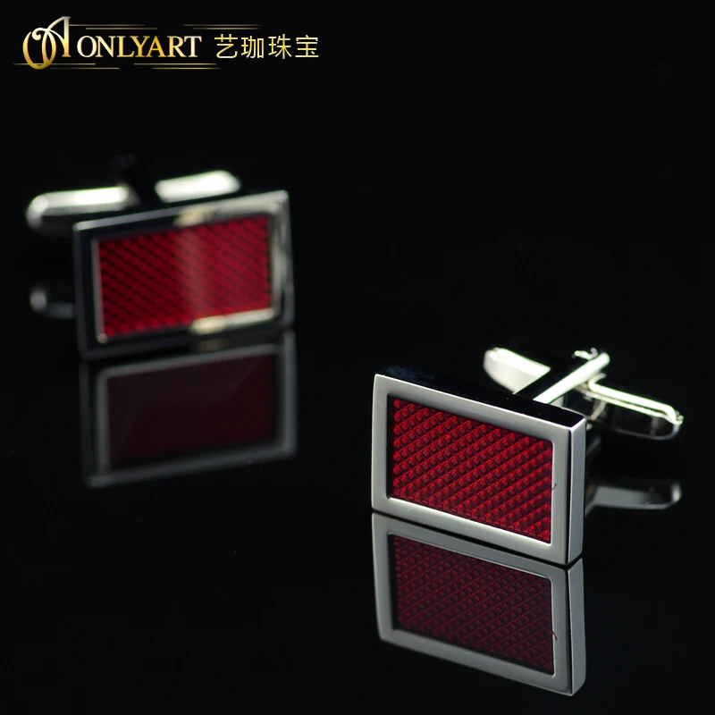 

OnlyArt red enamel cufflinks silver men design cuff links for shirt Christmas gift button