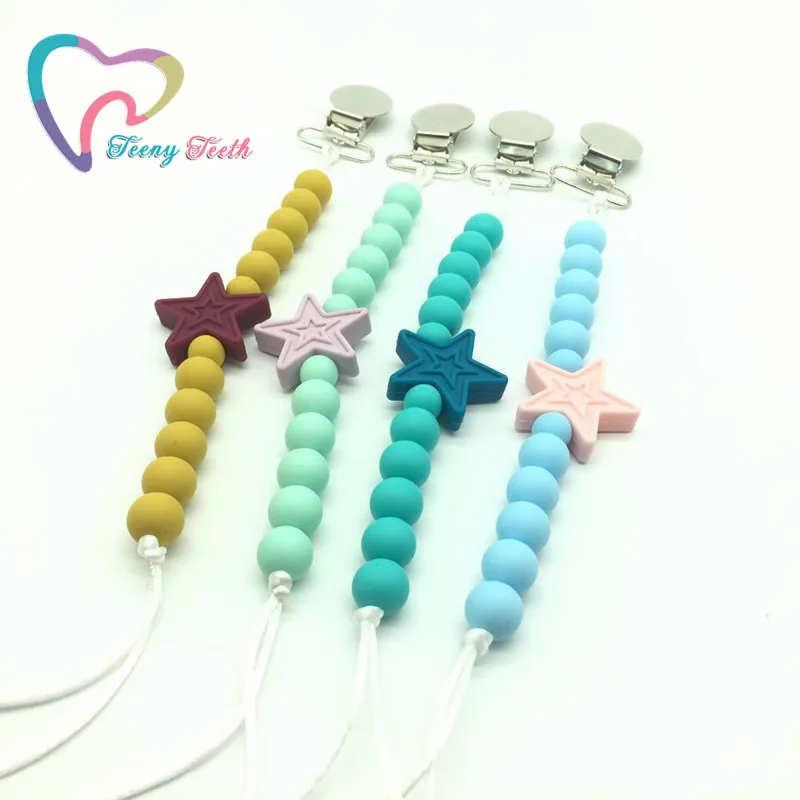 

Teeny Teeth Silicone Star Teething Pacifier Clip,Silicone Chew Teething Pacifier Clip,Dummy Clips for Silicone Teething Pendants